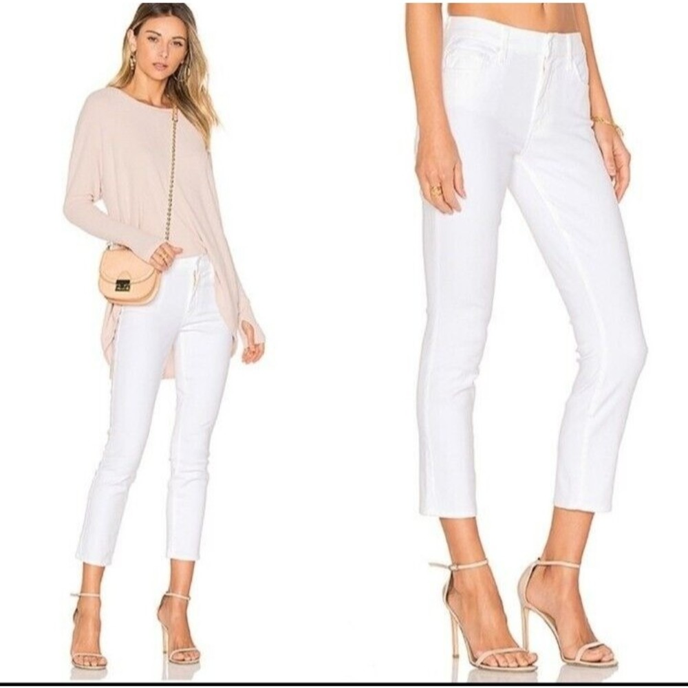 MOTHER The Looker Crop Glass Slipper in White Size 25